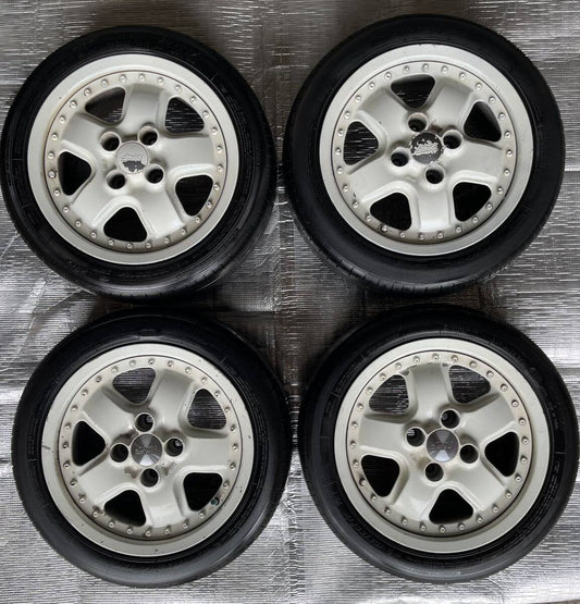 Mugen MR5 Wheels 14x6 +38 4x100 JDM Civic CRX Acty with original center caps!