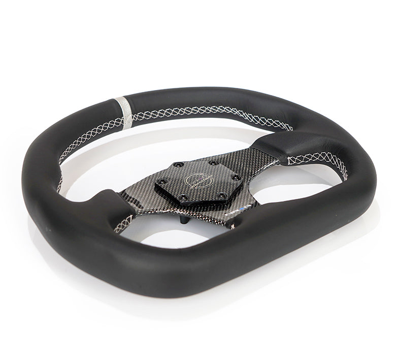 NRG Flat Bottom Carbon Fiber Center Leather Steering Wheel – 320mm | RST-024CF