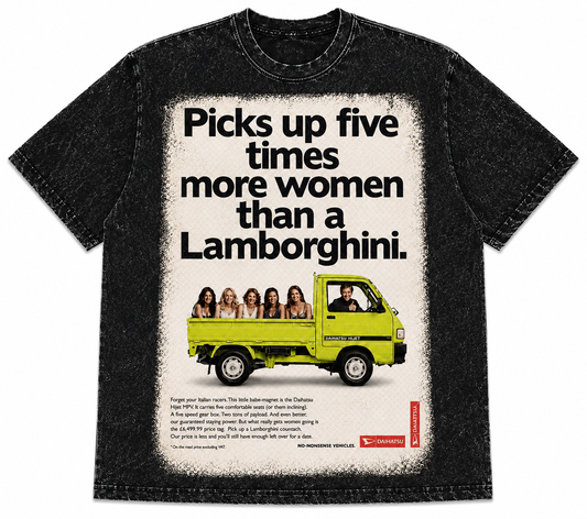 Daihatsu Hijet “Picks Up Five Times More Women” Heavyweight Acid Wash T-Shirt | JDM CARBOY