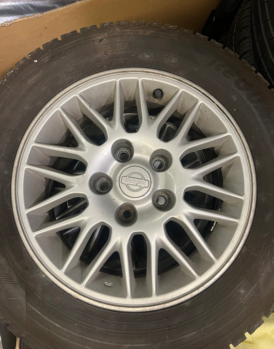 OEM Nissan Gloria Cedric Y33 Factory 15” Alloy Wheels 5x114.3 w/ Yokohama Ice Guard Tires - Set of 4