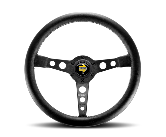 Momo Prototipo Steering Wheel 350 mm - Black Leather/Wht Stitch/Black Spokes PRO35BK2B
