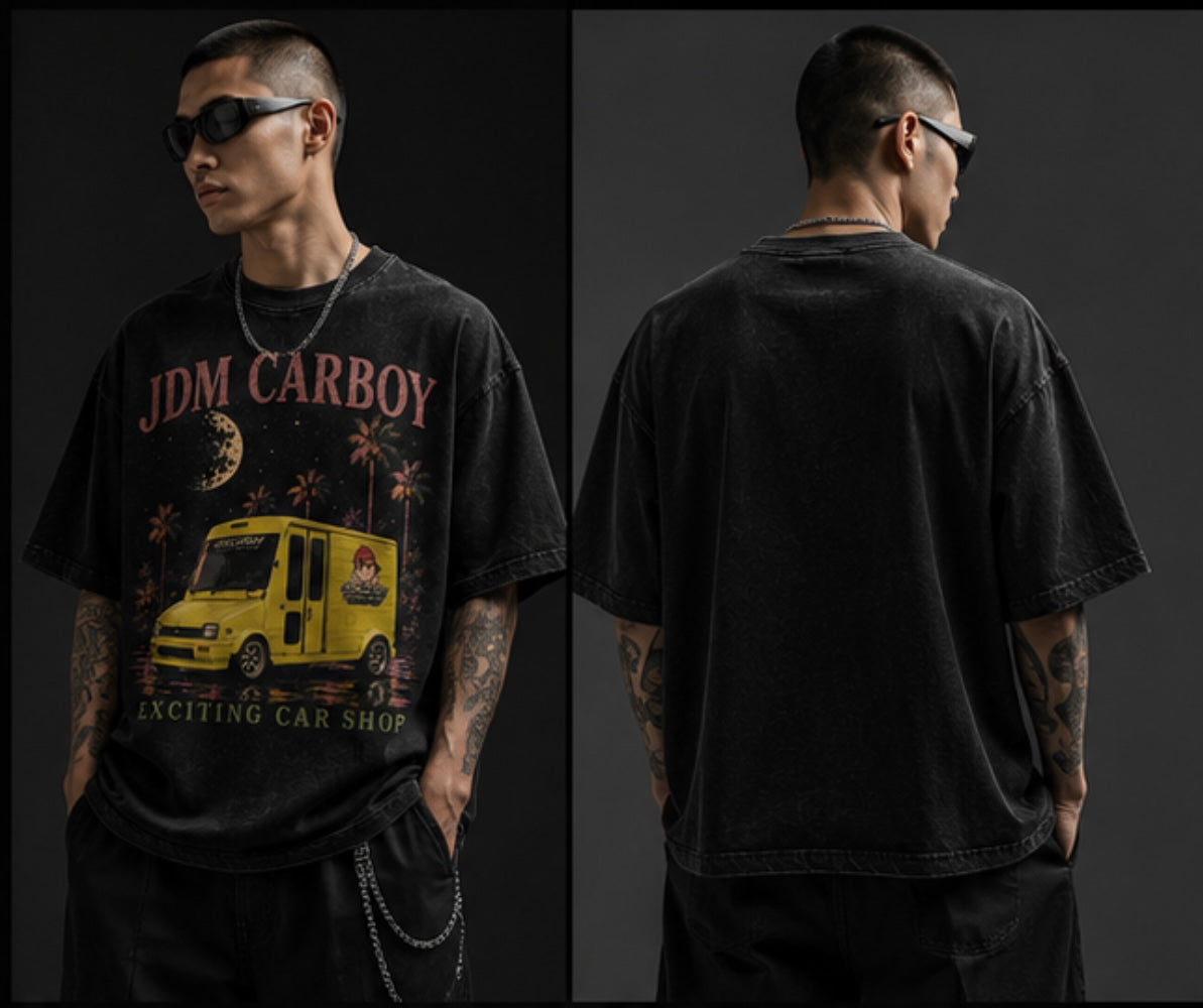 JDM CARBOY ✨Moonlight Mira Heavyweight T-Shirt – Acid Wash Black