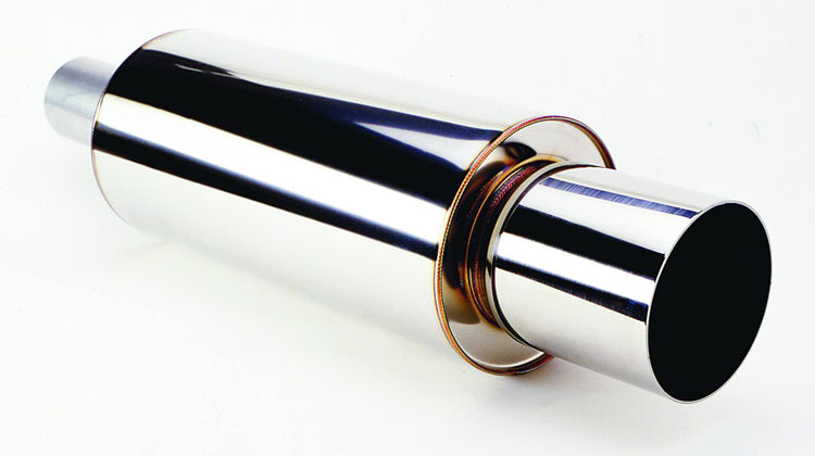 HKS Hi-Power stainless universal muffler with 130mm shell and 96mm tip