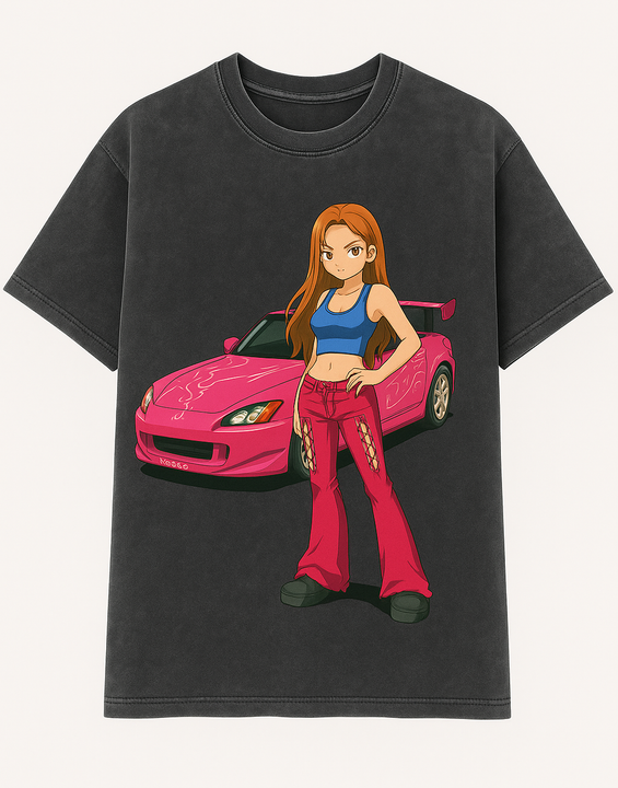 Oversized Suki Anime T-Shirt | Pink VeilSide Honda S2000 JDM F&F Inspired Tee