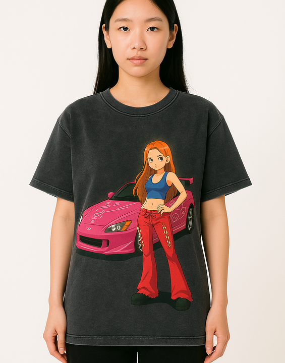 Oversized Suki Anime T-Shirt | Pink VeilSide Honda S2000 JDM F&F Inspired Tee