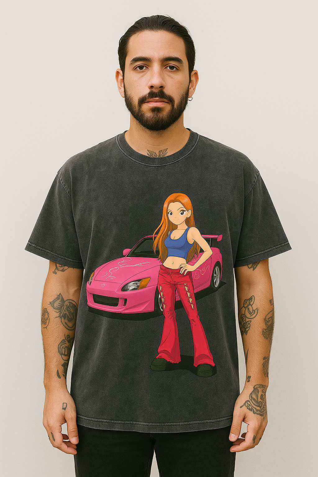 Oversized Suki Anime T-Shirt | Pink VeilSide Honda S2000 JDM F&F Inspired Tee