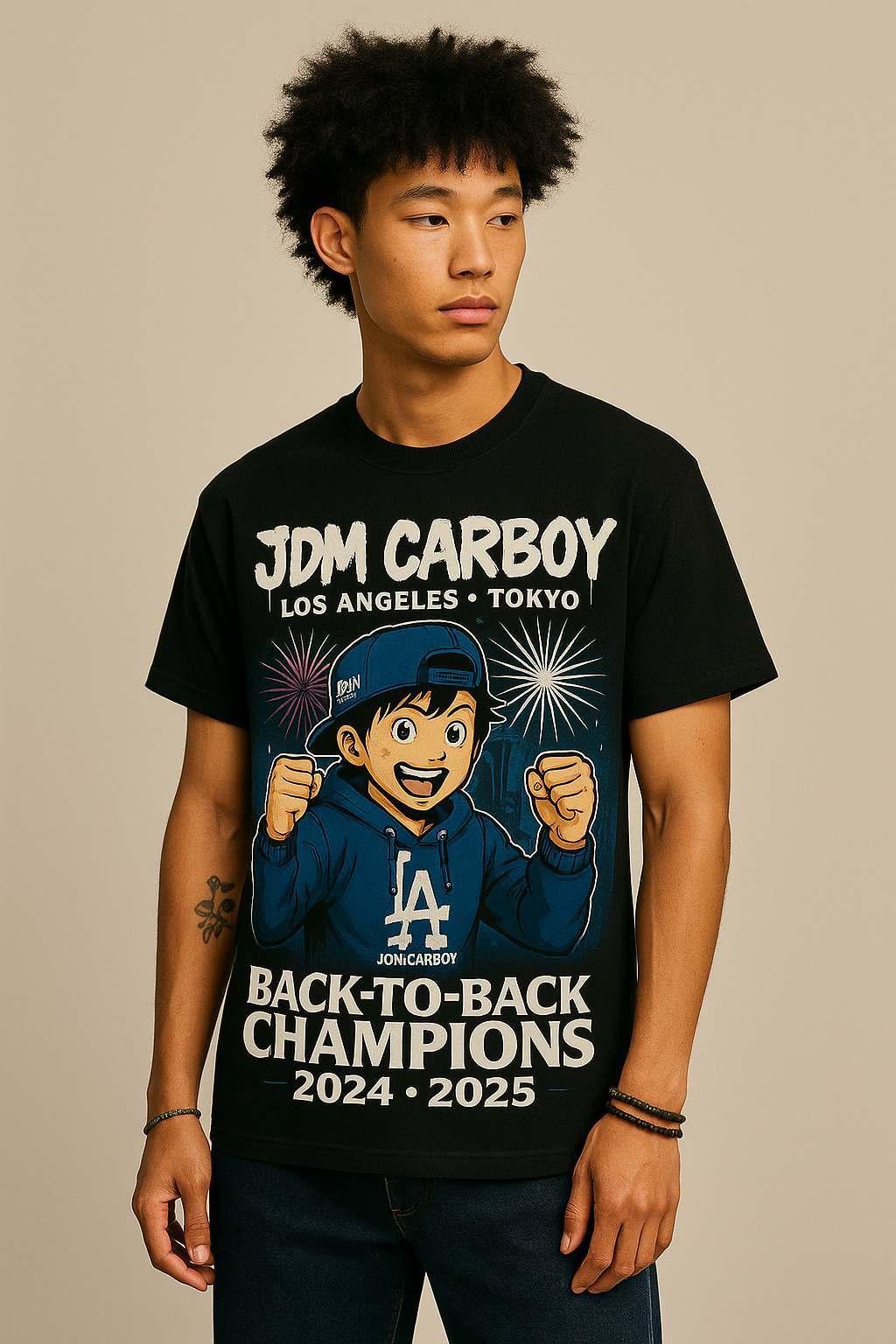 JDM Carboy “Los Angeles • Tokyo” Tee – Dodgers Back-To-Back Champions Tribute Shirt 2024-2025