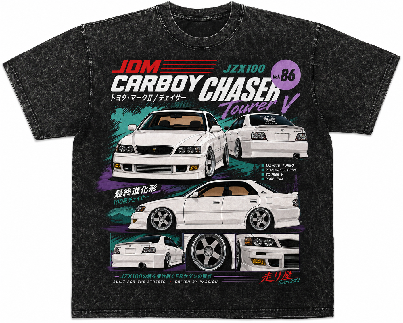 JDM CARBOY JZX100 Chaser Tourer V Graphic T-Shirt – Premium Heavyweight Tee