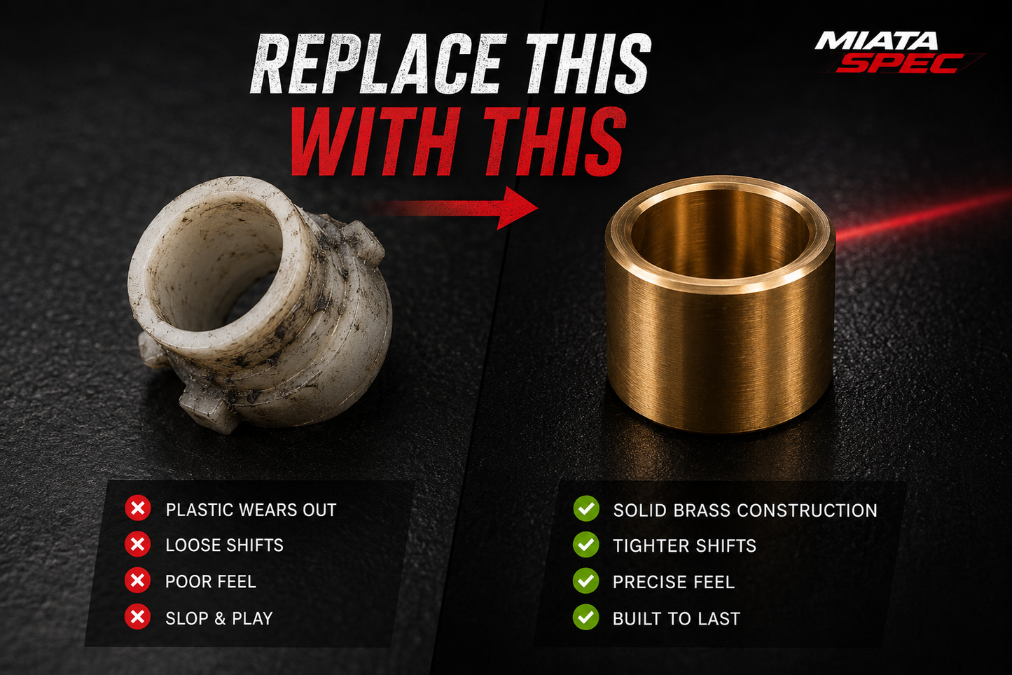 MiataSpec Brass Shifter Bushing | Mazda Miata 5-Speed 1990-2019 | JDMCARBOY