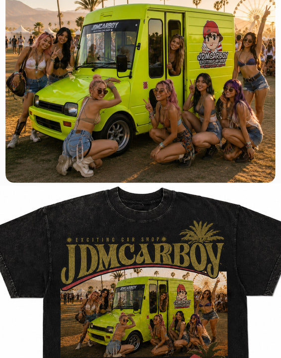 JDMCARBOY Daihatsu Mira Walk-Through Van Heavyweight Graphic T-Shirt – Small Van. Big Van Energy.