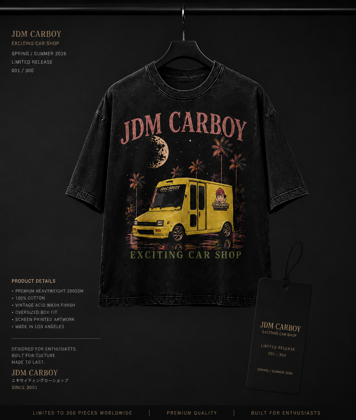 JDM CARBOY ✨Moonlight Mira Heavyweight T-Shirt – Acid Wash Black