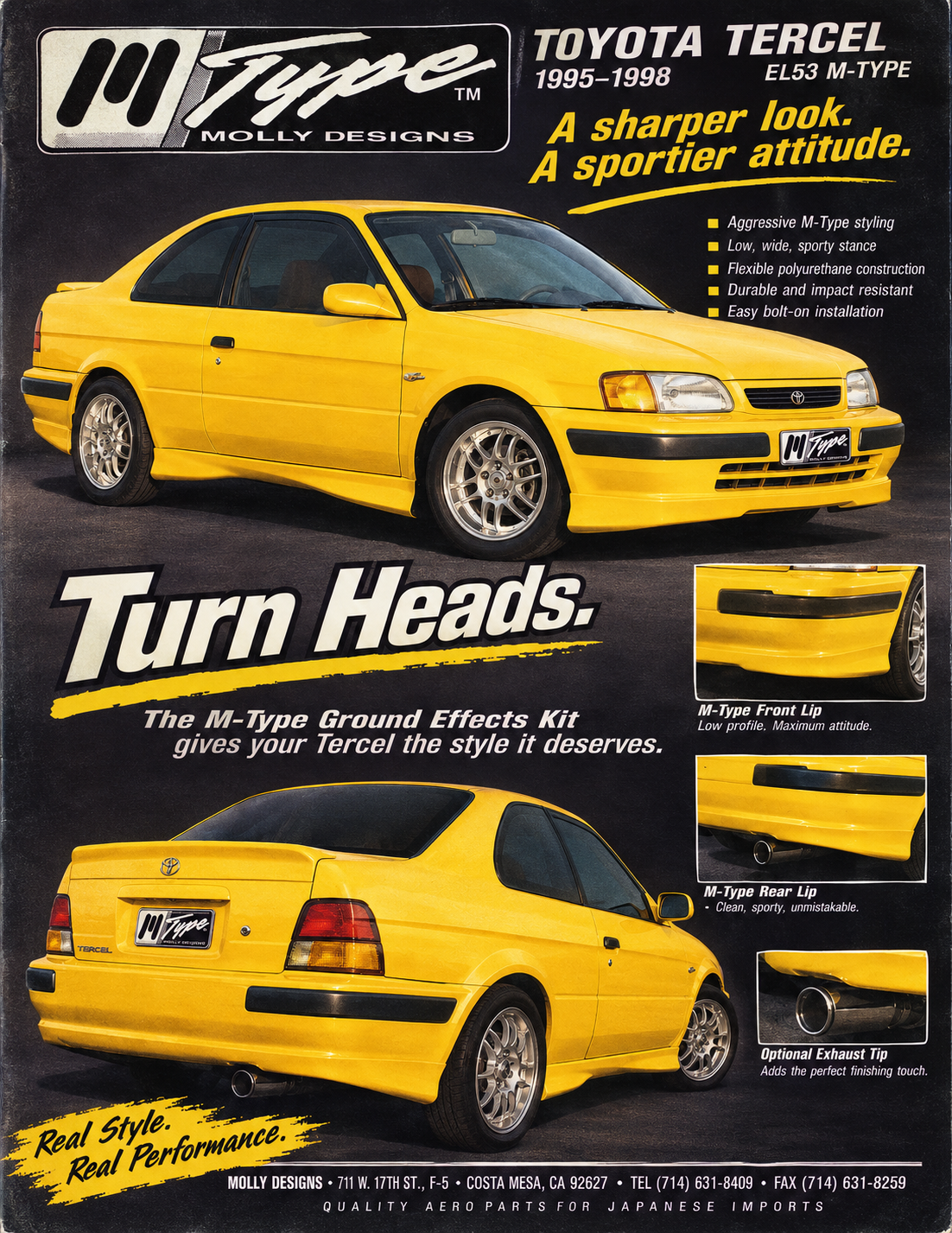 M-Type Molly Designs Polyurethane Ground Effects Kit 1995-1998 Tercel 2DR