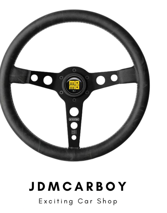 MOMO Prototipo Heritage Distressed Leather Steering Wheel 350mm Black - Universal | JDMCarboy