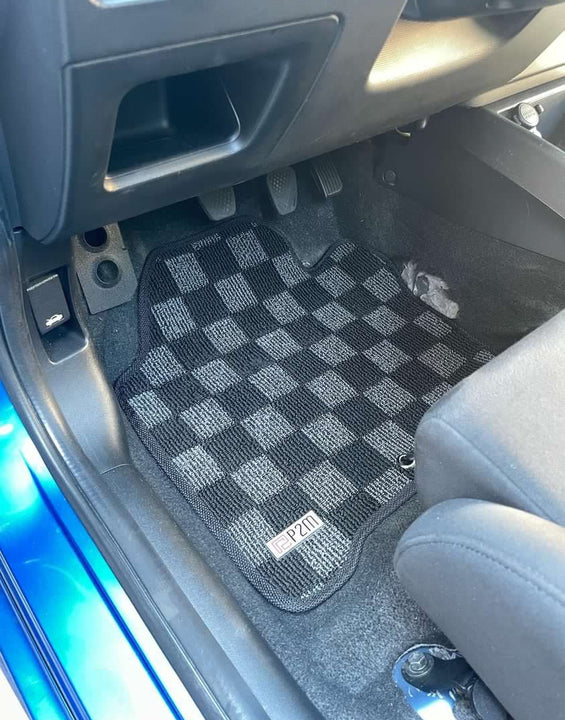 Phase 2 Checkered Custom Fit Floor Mats - Honda Fit GD1/GD3 2001-2008 | JDMCarboy