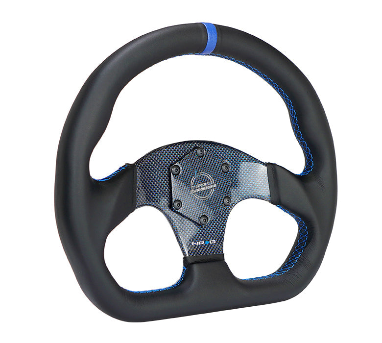 NRG Flat Bottom Carbon Fiber Center Leather Steering Wheel – 320mm | RST-024CF