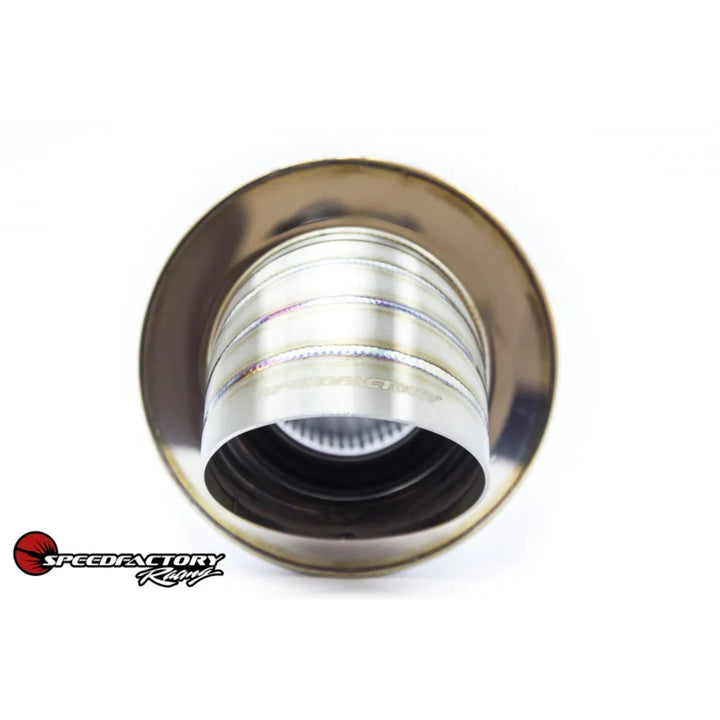 SpeedFactory Racing LT-5 Race Muffler with 4" Turndown Tip - Stainless Straight Through Exhaust | 2.5" 3" 3.5" Inlet | JDM Race Muffler
