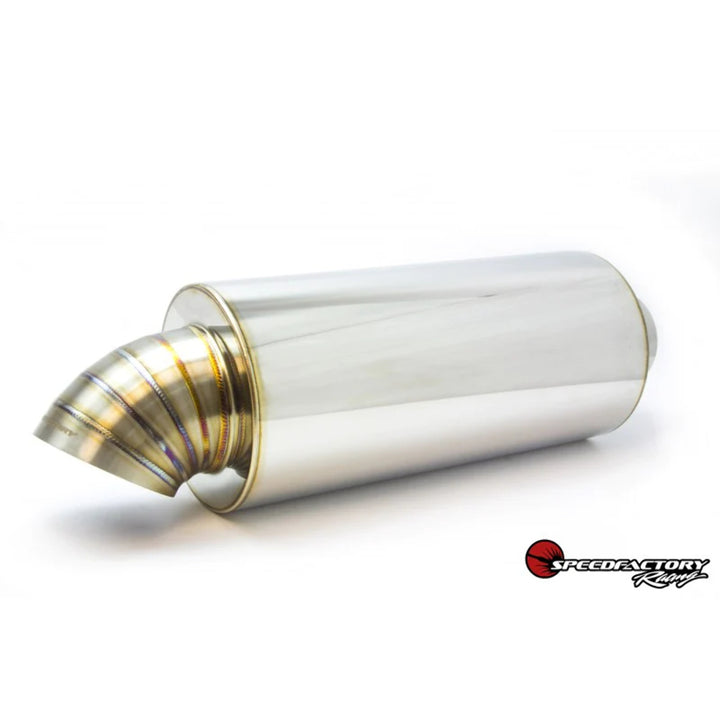 SpeedFactory Racing LT-5 Race Muffler with 4" Turndown Tip - Stainless Straight Through Exhaust | 2.5" 3" 3.5" Inlet | JDM Race Muffler