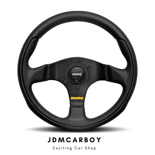 MOMO Team 300mm Black Leather Steering Wheel - Black Spokes (TEA30BK0B)