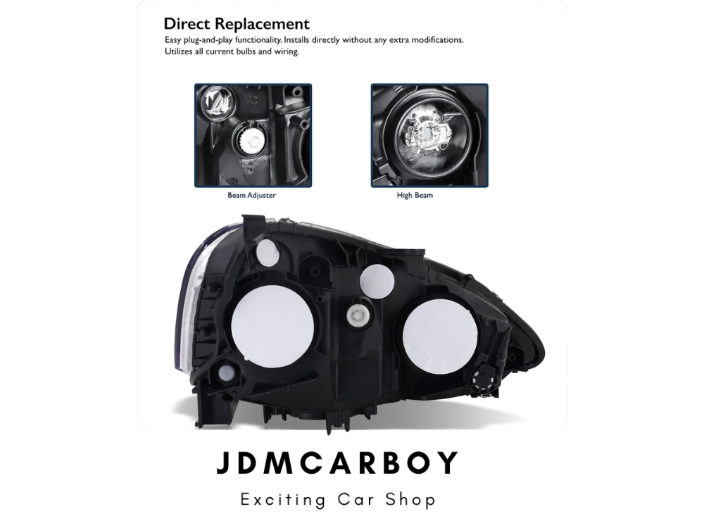 OEM JDM Style Headlights - Black Housing w/ Amber Reflectors | 2002-2004 Acura RSX DC5