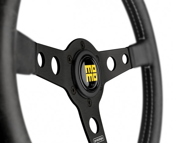 MOMO Prototipo Heritage Distressed Leather Steering Wheel 350mm Black - Universal | JDMCarboy