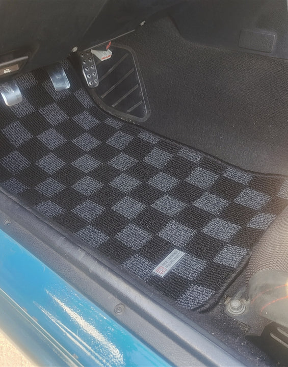 Phase 2 Checkered Custom Fit Floor Mats - Mazda Miata NA (1990-97) / NB (1998-05) | JDMCarboy