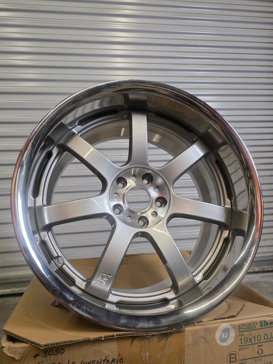 Gram Lights 57S Pro 19x10 +5 5x114.3 Gloss Silver | RARE BNIB 2006 RAYS JDM Wheel