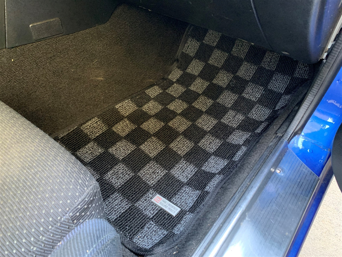 Phase 2 Checkered Custom Fit Floor Mats - Mazda Miata NA (1990-97) / NB (1998-05) | JDMCarboy