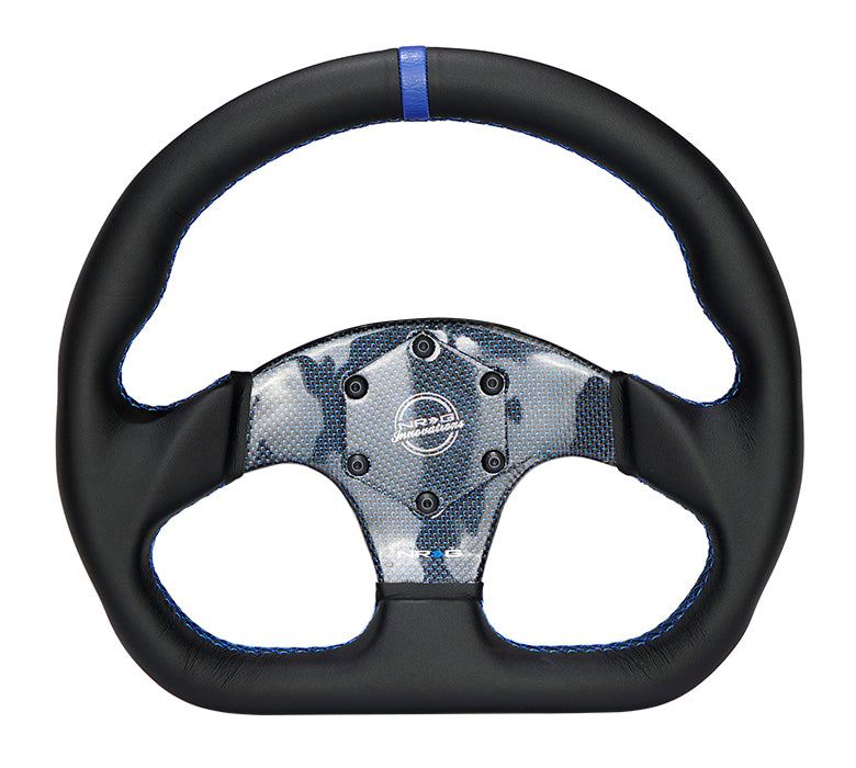 NRG Flat Bottom Carbon Fiber Center Leather Steering Wheel – 320mm | RST-024CF