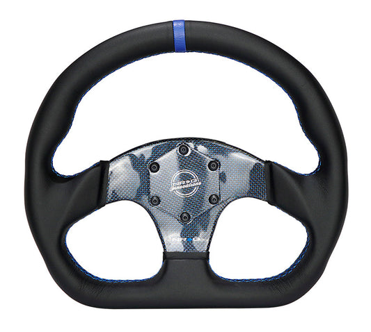 NRG Flat Bottom Carbon Fiber Center Leather Steering Wheel – 320mm | RST-024CF