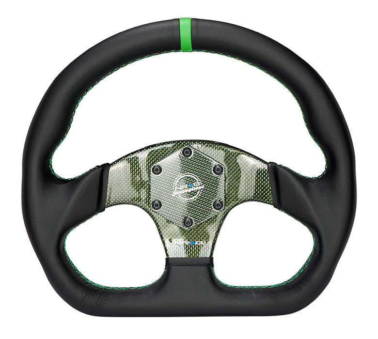 NRG Flat Bottom Carbon Fiber Center Leather Steering Wheel – 320mm | RST-024CF