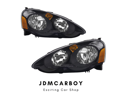 OEM JDM Style Headlights - Black Housing w/ Amber Reflectors | 2002-2004 Acura RSX DC5