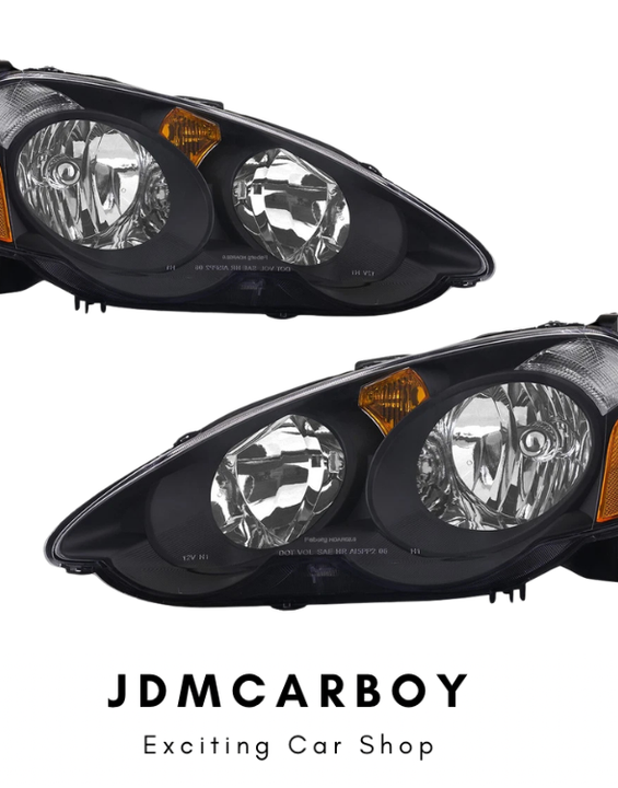 OEM JDM Style Headlights - Black Housing w/ Amber Reflectors | 2002-2004 Acura RSX DC5