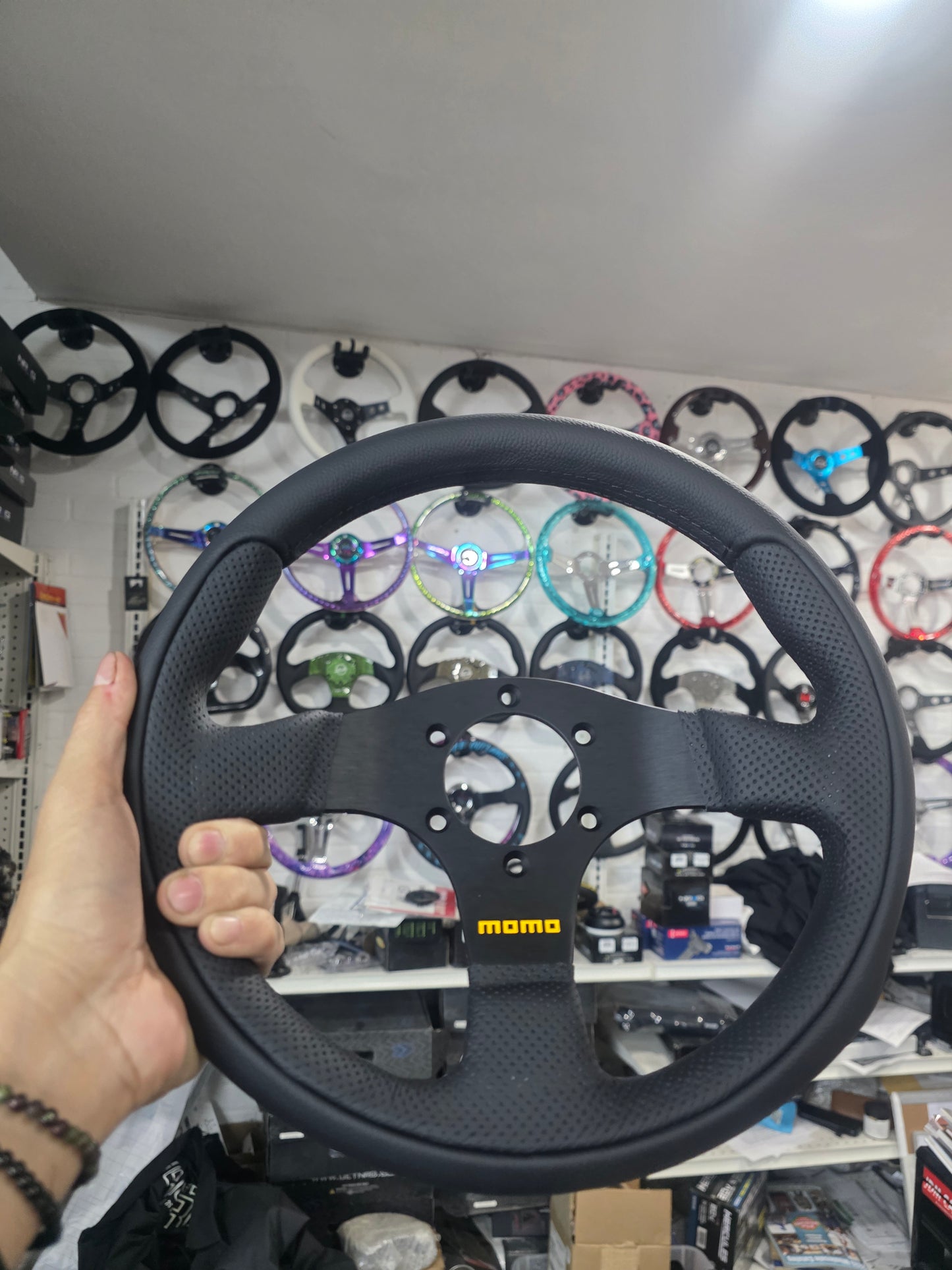 MOMO Team 300mm Black Leather Steering Wheel - Black Spokes (TEA30BK0B)