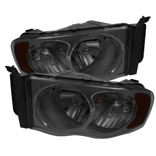 Xtune Dodge Ram 1500 02-05 Amber Crystal Headlights Smoke HD-JH-DR02-AM-SM