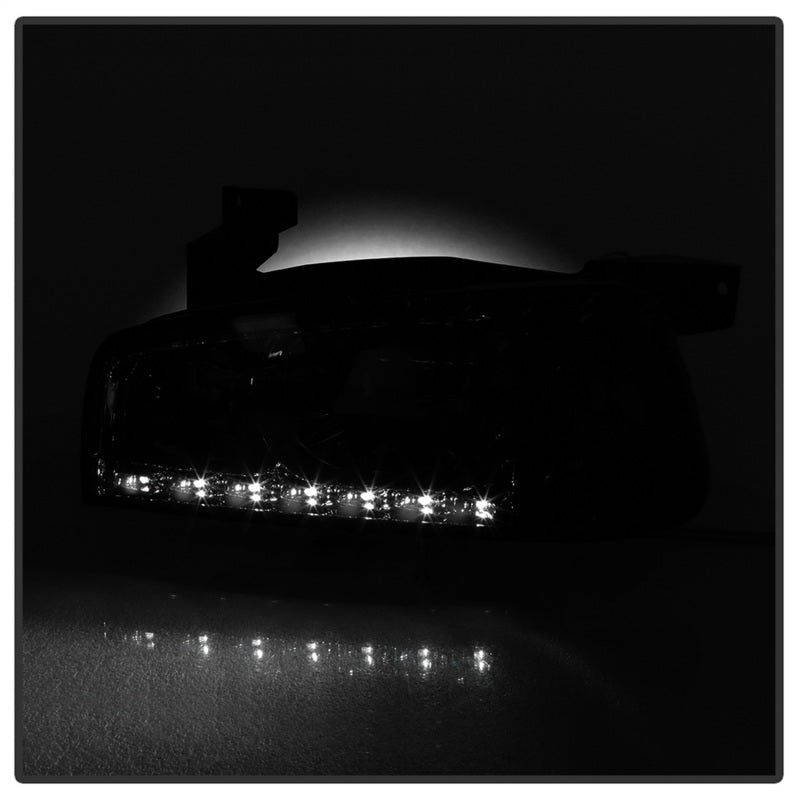 Xtune Dodge Charger 06-10 1Pc LED Crystal Headlights Smoke HD-ON-DCH05-1PC-LED-SM