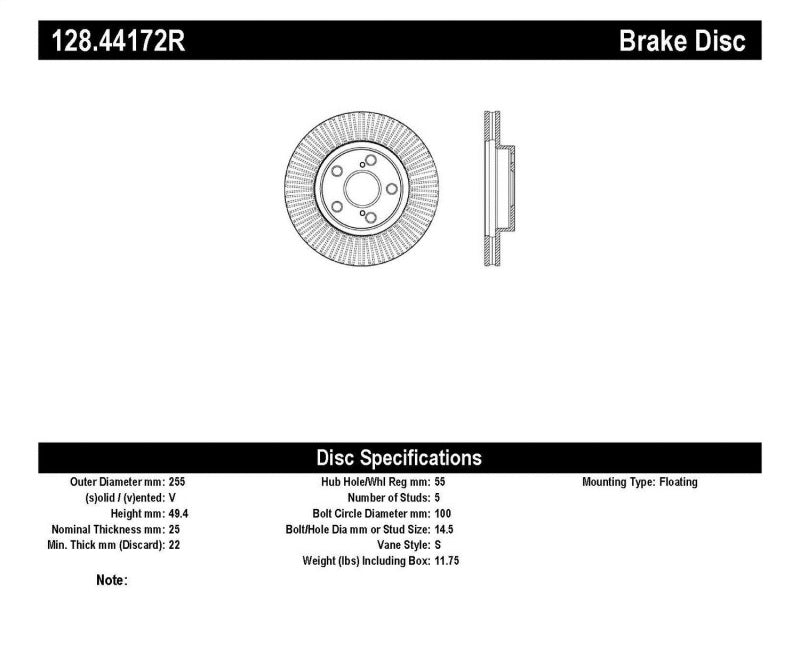 StopTech Sport Cross Drilled Brake Rotor - Rear Left