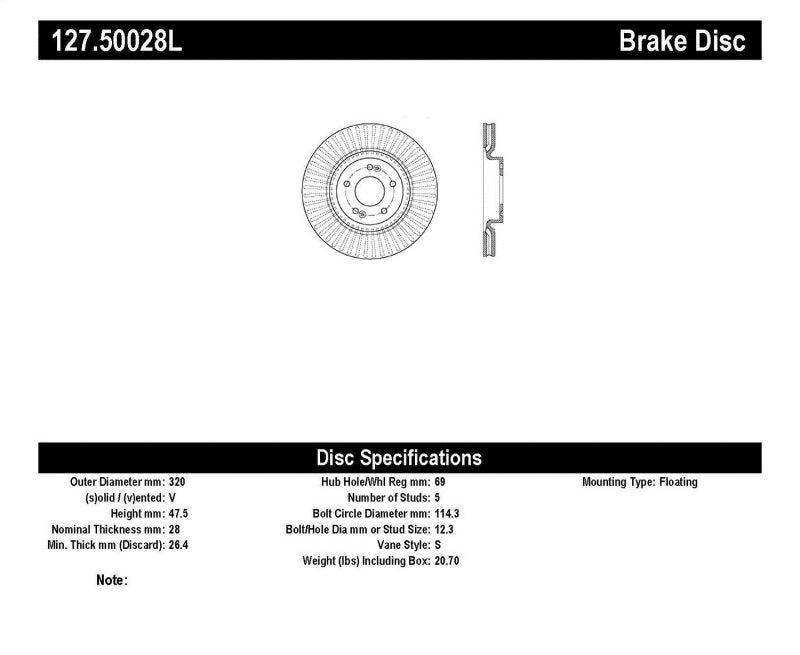 StopTech Slotted & Drilled Sport Brake Rotor