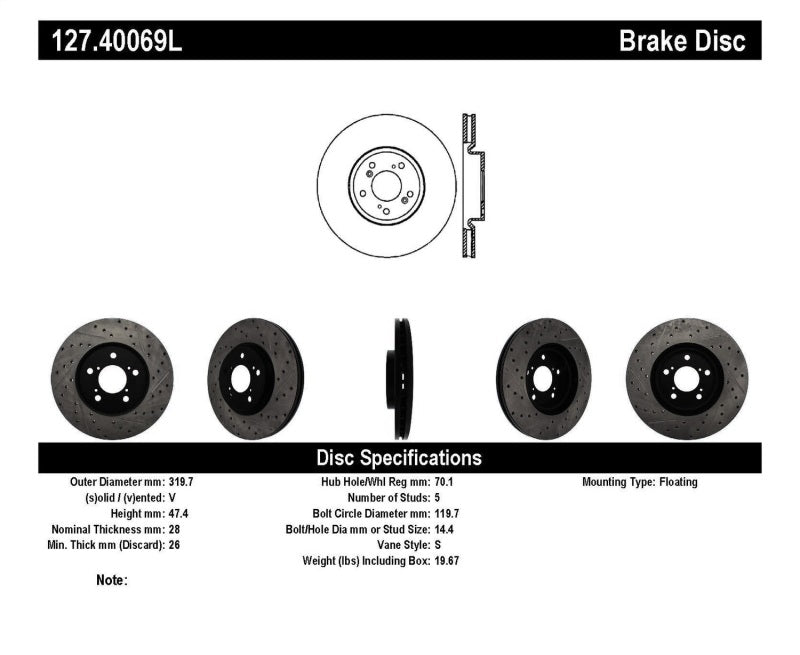 StopTech Slotted & Drilled Sport Brake Rotor