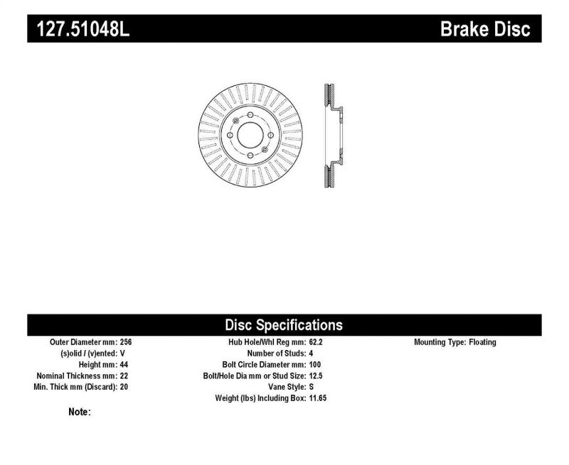 StopTech Sport Drilled & Slotted Rotor - Rear Right