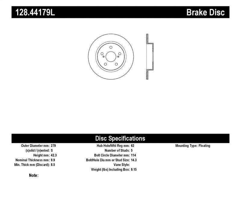 StopTech SportStop 10-13 Scion tC Drilled Left Rear Rotor