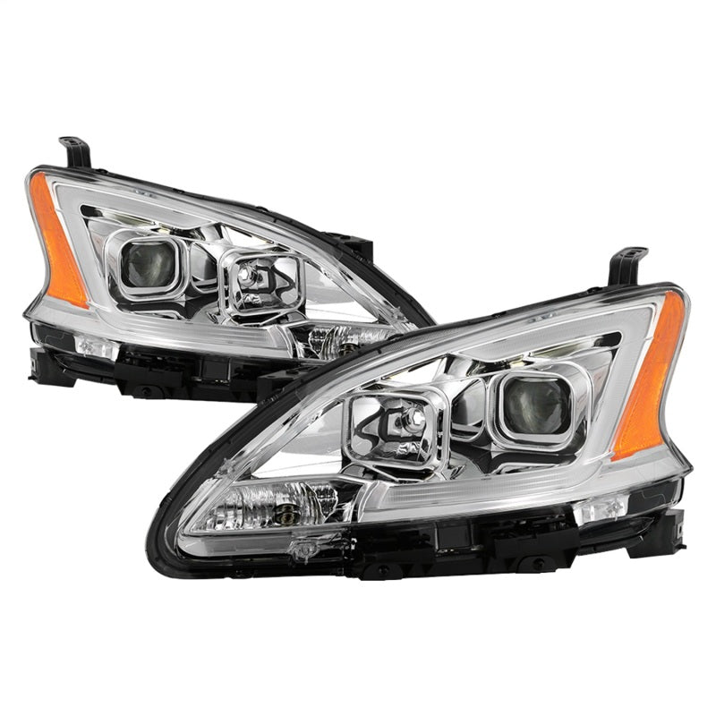 xTune 13-15 Nissan Sentra DRL LED Light Bar Halogen Projector Headlights - Chrm (PRO-JH-NS13-LB-C)