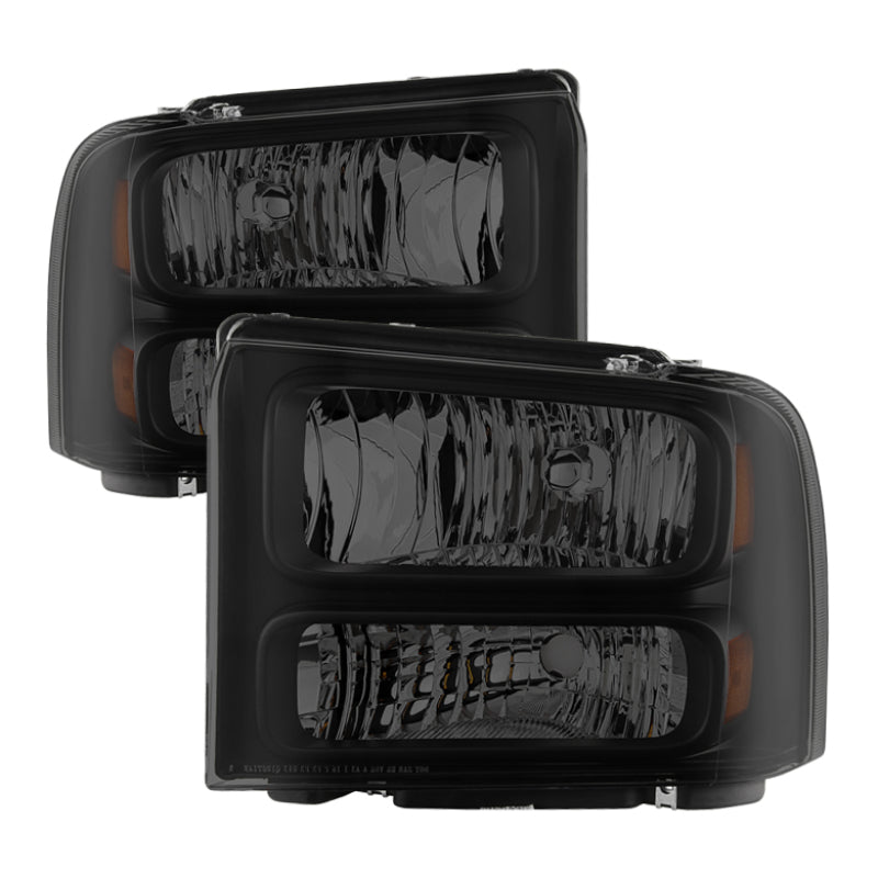 Xtune Ford F250 F350 F450 Superduty Excursion 99-04 Headlights Black Smoked HD-JH-FF25099-HA-BSM